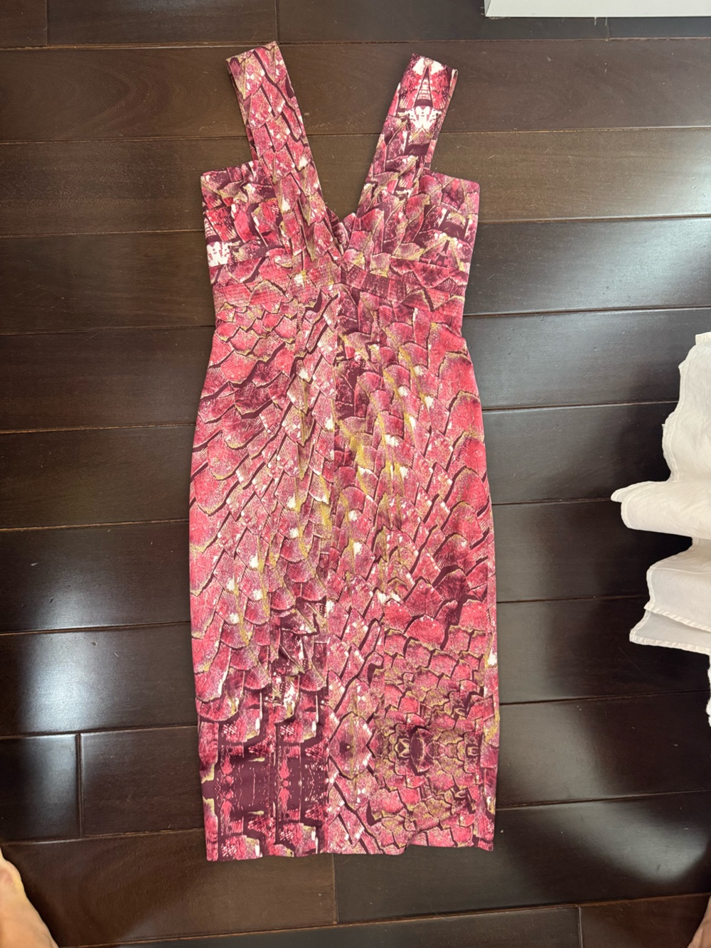 Just Cavalli Pink and Gold Patterned Sheath Dress